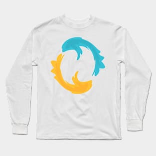 Blue and yellow fish in circle Long Sleeve T-Shirt